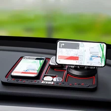 Silicone Car Dashboard Anti-Slip Mat, 4-in-1 Multi-Functional Non-Slip 
