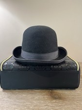 Dorfman Pacific Mens Black Wool Felt Hat Cap Bowler Derby Hat Med.