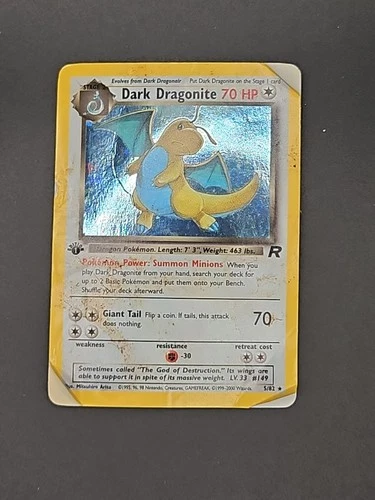 Pokémon TCG Dark Dragonite Holo Rare Heavily Played/Damaged