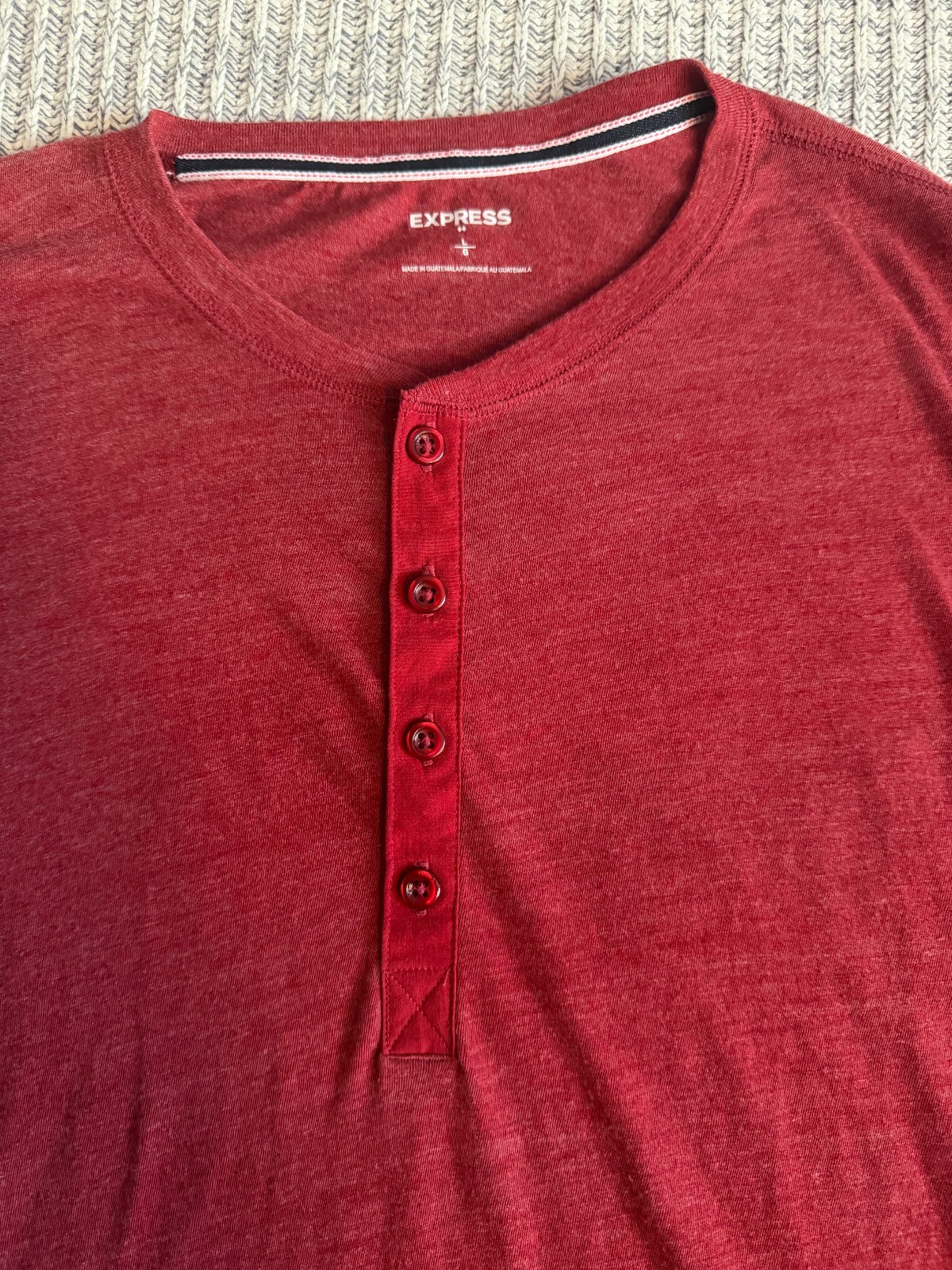 Express Men’s Large Quarter-Button Pullover - Mar… - image 2