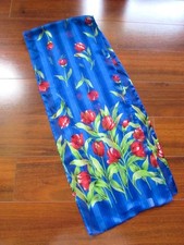 RED TULIPS  Brand New  60" 11" Shadow Striped Floral SILKY Rectangle Scarf