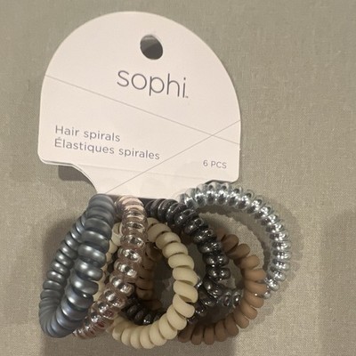 Sophi Spiral Hair Ties, Plastic, Multicolor, 6-Piece Set for Women