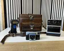 Vintage Kodak Ek6 Instant Camera With Flash, Kodak Instamatic X-15 And Tote Bag