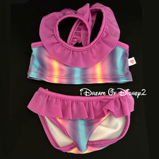 Build-A-Bear Tankini Bathing Suit Fuchsia Ruffles, Stripes Teddy Swim Clothes