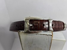 ONYX BY BRIGHTON BROWN BASKETWEAVE DESIGN LEATHER BELT 36"X1" OVERALL 40"