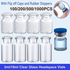 1000PCS 3ml/10ml Headspace Vials Clear Glass Bottle Crimp top Flat Bottom HPLC