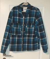 Jacke Zara Petrol Schwarz Kariert Gr L 42 Basic Glenschek Flanellhemd Optik