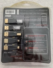 Gigaware 6-IN-1 USB Adapters Gold Plated PC MAC Open Pkg One Missing Others NEW