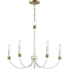 Maxim Lighting 11375WWTGL Charlton Chandelier Weathered White and Gold Leaf