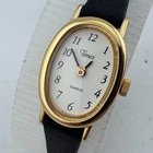 VTG Timex Quartz Watch Women Gold Tone Oval Easy Read Leather Analog New Battery