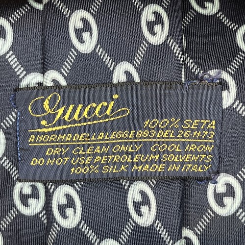 £180 GUCCI MENS NAVY & WHITE "G" PATTERN LUXURY SILK TIE MADE IN ITALY Y4 - Picture 9 of 14