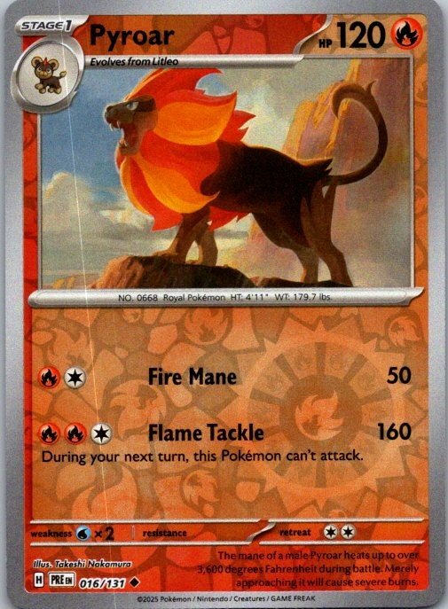 Pyroar Uncommon SV: Prismatic Evolutions 016/131 NM Reverse
