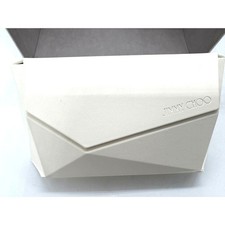Jimmy Choo Oversized Faux White Leather Glasses Sunglasses Case, Box, and Bag