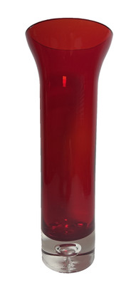 Makora Krosno Hand Blown Red Glass Vase   Poland 12''