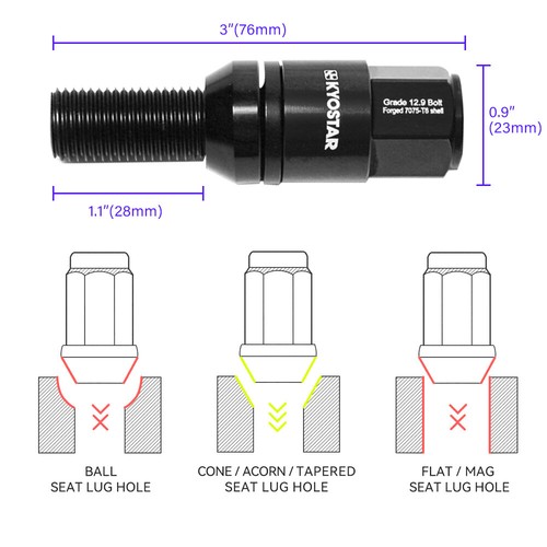 20PCS 12X1.5 CONICAL SEAT LUG BOLT Aluminum For BMW E46 325 E90 E39 E60 E53 - Picture 5 of 59