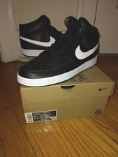 Nike Court Vision Shoes Mid Black White Leather Size 10 U.S DN3577-001 New 