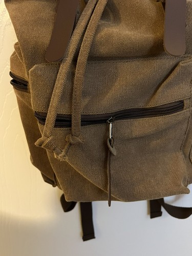 Greg Norman Refined Traveler Backpack Canvas Brown Excellent Condition - 第 3/4 張圖片