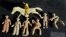 Vintage Marx Cowboy set of 8 plastic figures and horse. Our x1815