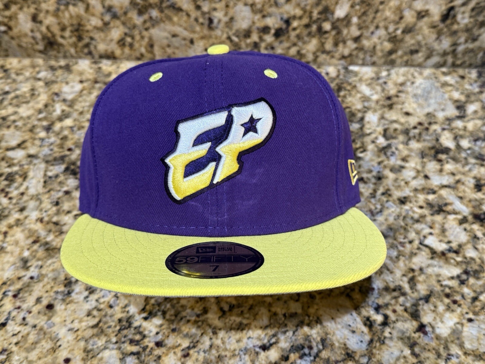 El Paso Chihuahuas Hat Men 7 Yellow Purple MiLB 59Fifty New Era Fitted Cap New