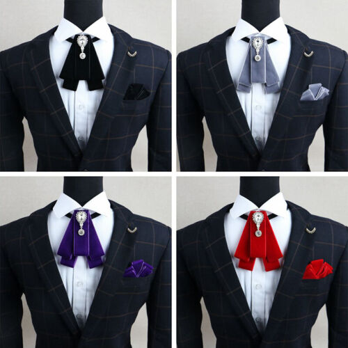 Men Retro Velvet Pre-Tied Crystal Wedding Necktie Neck Bow Tie Charm Collar Chic - Picture 9 of 13