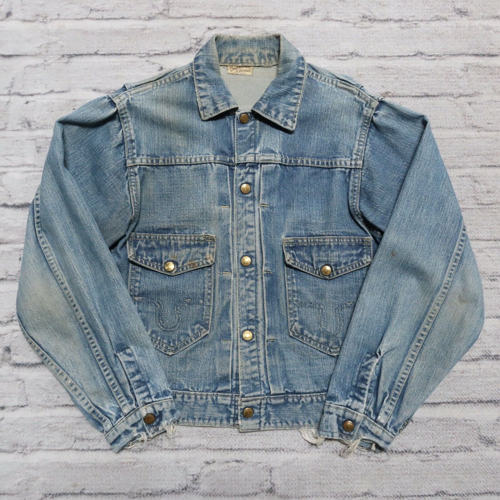 60s Big Smith Buckaroo Pleated Denim Trucker Jean… - image 1