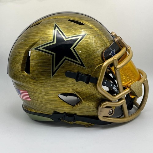 Dallas Cowboys CUSTOM Brushed Gold With Visor HydroDipped Mini