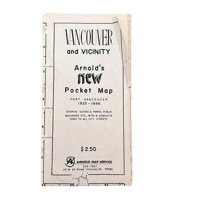 1986 Arnold s New Pocket Map Vancouver And Vicinity - Fort Vancouver