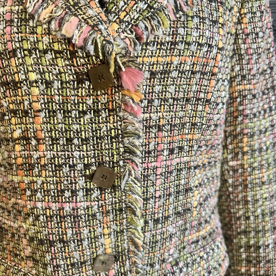 Chaqueta Blazer Axcess Liz Claiborne Mujer Talla 12 Multicolor Sarga 3 Botones Foto 2 de 4