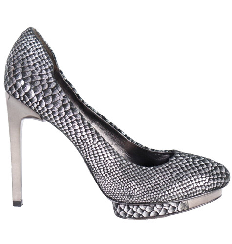 BCBGMAXAZRIA Women's US8 Silver Gray Ma-Willoe Heels Gunmetal Suede Leather Pump