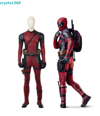Deadpool Cosplay Costume Red Deadpool suit Jumpsuit Accessories Shoes Halloween