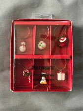 Pier 1 Imports Wine Glass Drink Charms set of 6 New glass Christmas Holiday