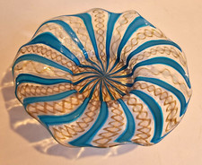 Vintage Salviati Murano Zanfirico e Avventurina in blu e rame ciotola 7"