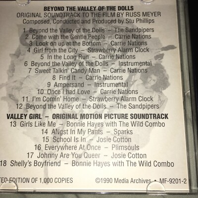 Russ Meyer CD Beyond Valley Of The Dolls/Valley Girl Soundtrack