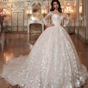 white wedding dress lace long sleeve