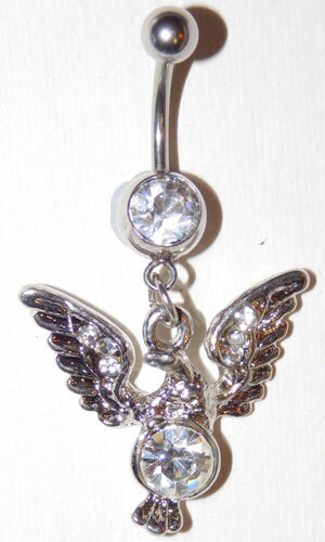 Belly Navel Bar Ring Crystal Gem Dangle Body Piercing Unique 316L AU 14g - Picture 6 of 42