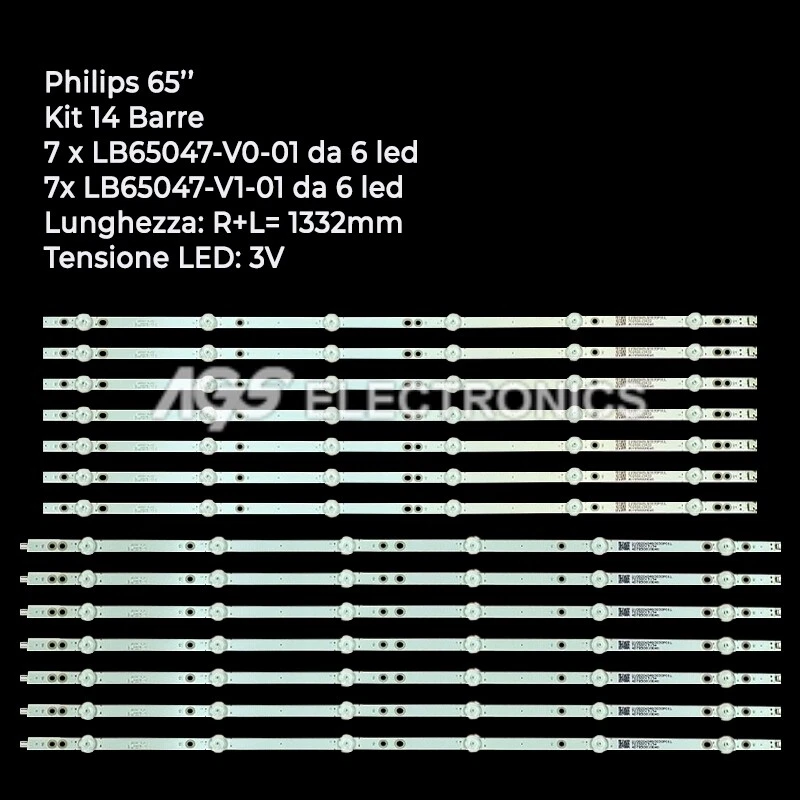 14 Barrettes Rétroéclairage LED Pour Téléviseur Philips 55PUH4900 - Pièce De Rechange