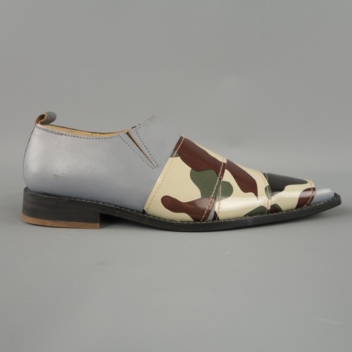 COMME des GARCONS Plus Taglia 6 Grigio Mimetico Striscia Pelle Mocassini  Scarpe | eBay