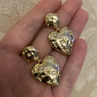 Boucles D'oreilles Cœur Plaqué Or 24 Carats Sur Argent 925 - étanches, Fait Main Allemagne - DJADEE
