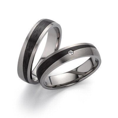Eheringe Verlobungsringe Carbon - Titanringe + Diamant Trauringe Antragsring