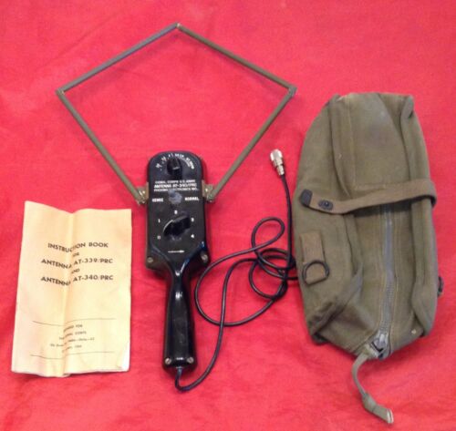 US Army Signal Corps AT-340/PRC Homing Antenna with Case & Instruction Book