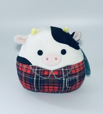 Squishmallows Connor the Cow 7" Red Flannel Plaid Fall 2022 Plush Kellytoy NWT