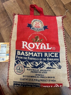 Royal Basmati Rice Bag: Upcycled Jute Burlap Sack (15x20 inches)