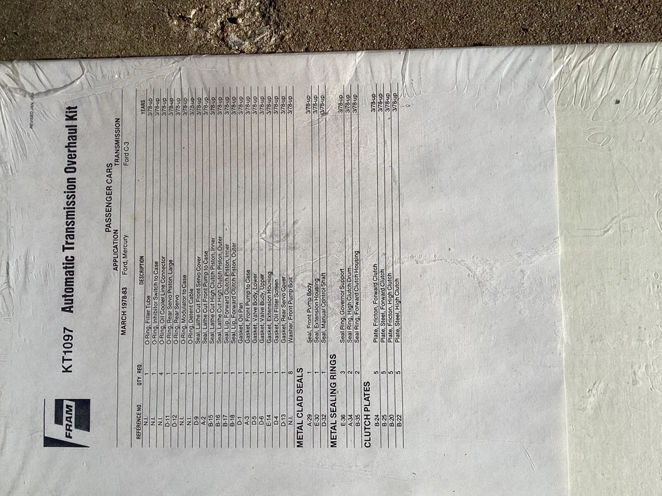 Kit de revisão de transmissão automática Fram Ford Mercury KT1097 - Imagem 4 de 4