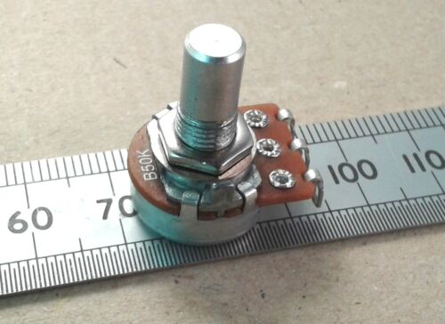 B50K Potentiometer Solder Lug 6.3mm Round Shaft 17mm with Center Detent Click