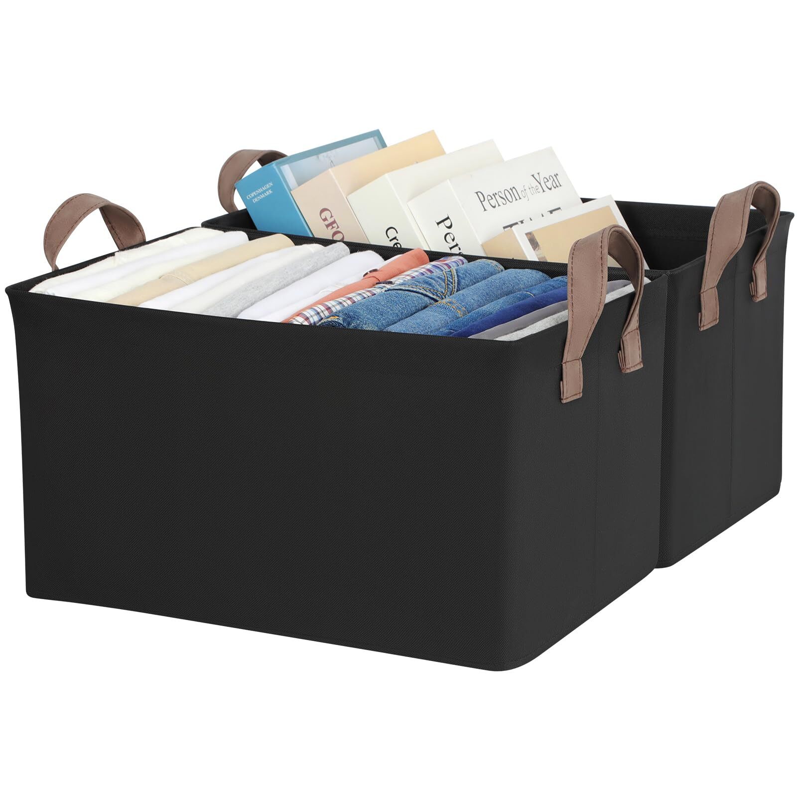 Storage Baskets for Shelves with Metal Frame 2-Pack 14.8