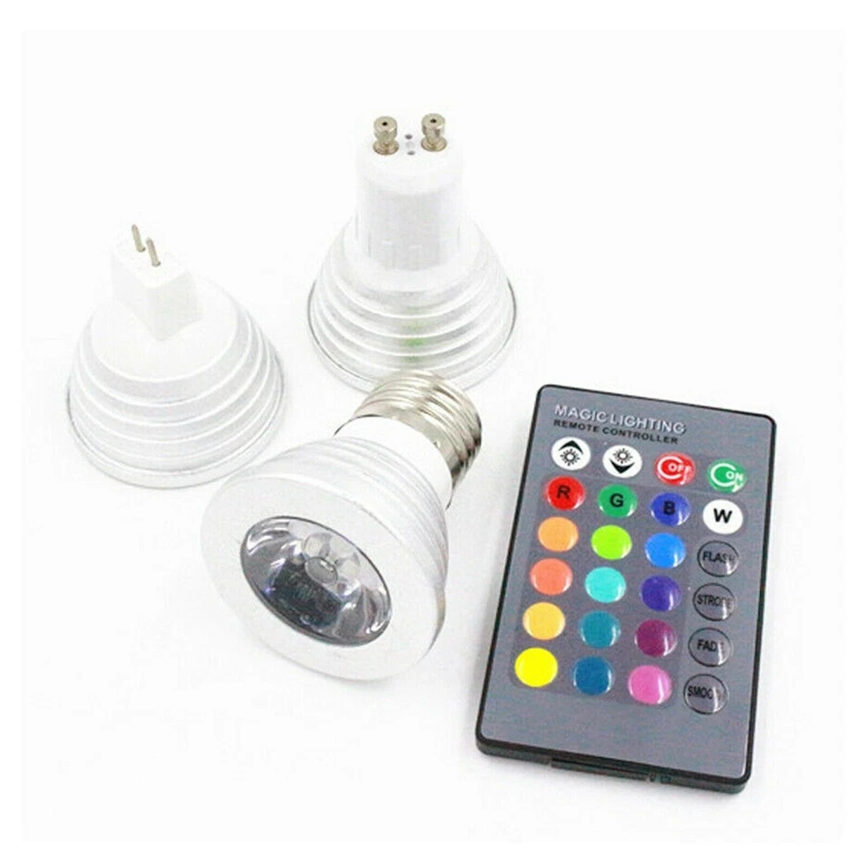 3W RGB LED Spotlight Bulb E27 GU10 GU5.3 MR16 85-265V 12V Remote Control Lamp BC - Image 4 of 4