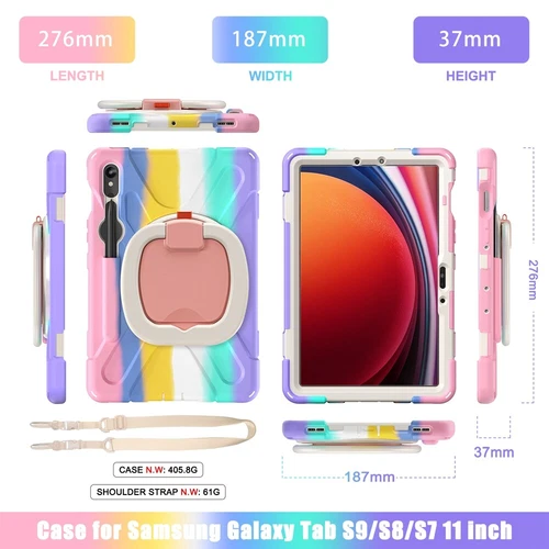For Samsung Galaxy Tab S9 Ultra S9 Plus S8 Rotating Shockproof Carry Tablet Case - 第 7/89 張圖片