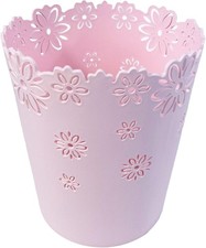 Wastebasket, Hollow Flower Plastic Trash Can Pink, Mini 