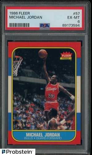 1986-87 Fleer Basketball #57 Michael Jordan RC Rookie HOF PSA 6 " LOOKS NICER "