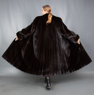 18930 SUPERIOR BLACKGLAMA MINK COAT FUR SWINGER VERY LONG BEAUTIFUL SIZE 3XL